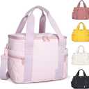 NOL Natural Organic Lifestyle Women's Nylon Lunch Cooler Cute Quilted Lunch Bag Large Leakproof Insulated Lunch Tote Bag for Work Picnic Travel,Pink (Medium(normal))