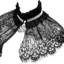 MYAYD Women's Black Lace Faux Renaissance Gothic Steampunk Medieval Victorian Ruffled Collar Accessories small cape (Black, M)
