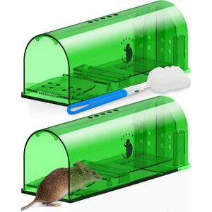 Motel Mouse Humane No Kill Live Catch and Release Mouse Traps, Reusable with Cleaning Brush - 2 Pack