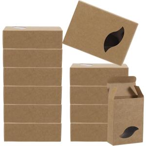 PATIKIL 4"x3"x1" Paper Soap Box with Window, 30 Pack Homemade Soap Boxes Leaf Presents Packaging Boxes for Birthday Christmas DIY Craft, Brown