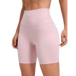 CRZ YOGA ButterLuxe Biker Shorts 6" - High Waisted Workout Running Volleyball Spandex Yoga Womens Pink Haze Medium