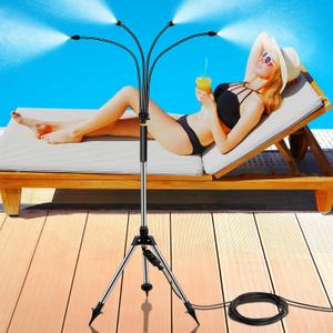 Misters for Outside Patio, Adjustable 4.1FT Standing Misting Cooling System with 26.2FT (8M) Water Supply Line Outdoor Water Mist Hose for Cooling Backyard Garden Pool Tanning BBQ Kids Playing