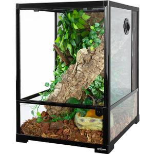 REPTI ZOO 30 Gallon Reptile Glass Terrarium, 18" x 18" x 24" Rainforest Habitat Tank with Front Opening Door, Knock-Down Vertical Reptile Terrarium with Top Screen & Side Mesh Ventilation
