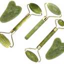 Jade Roller & Gua Sha Set 5 in 1 Facial Massager Tools - Jade Gua Sha Facial Massager Set with Roller for Face Sculpting & Skin Care