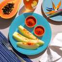 11 inch Aqua Melamine Plastic Beaded Dinner Plate Set of 6, BPA Free, Chip & Break Resistant, Lightweight, Great for Dining, Weddings & Everyday Meals