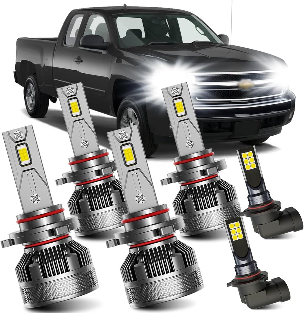 AWALITED Fits for 2003-2006 Chevy Silverado High Low Beam Fog Lights Bulbs Combo, 6000K White Plug-and-Play Super Bright Light Bulbs, Pack of 6