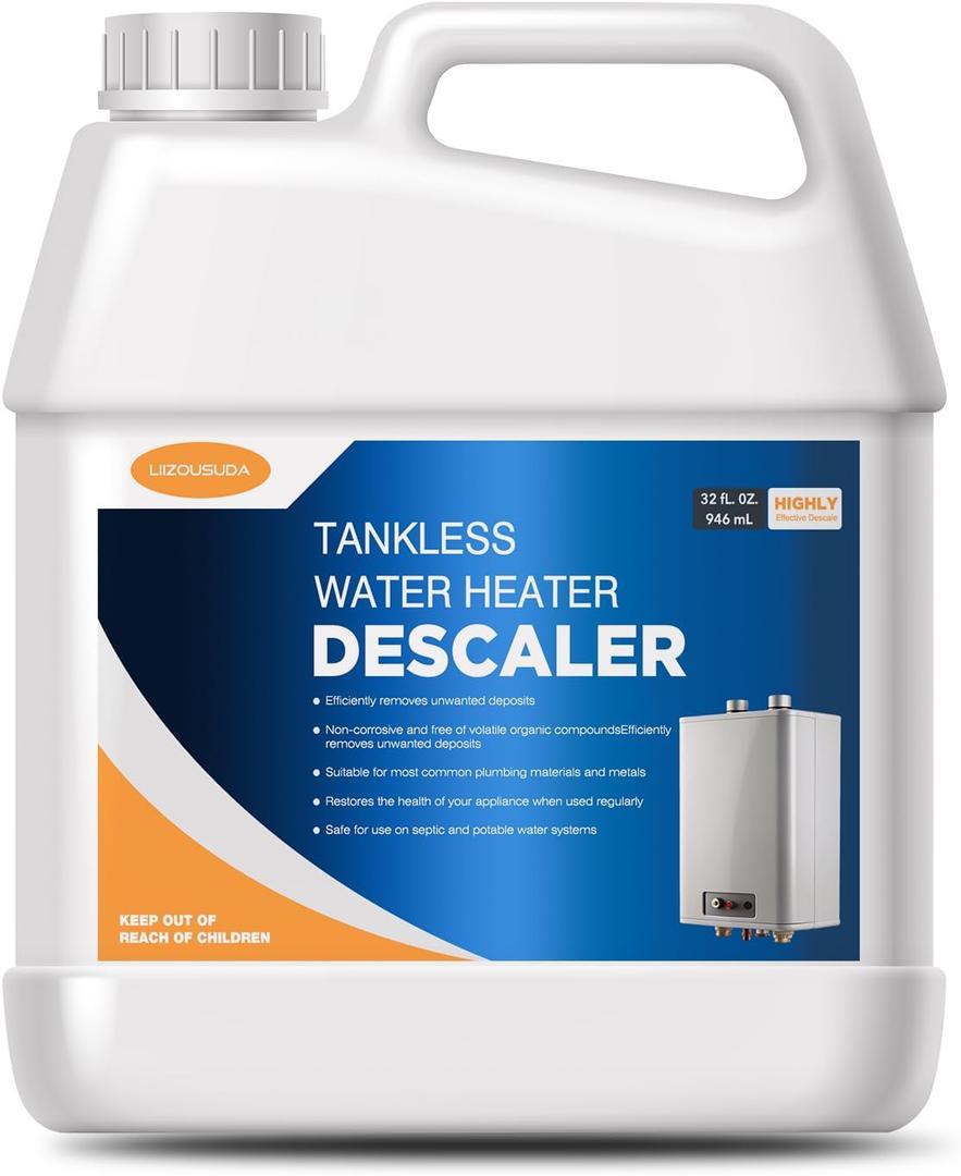 Tankless Water Heater Descaler, Highly Effective Descaler Restores Heating Efficiency - for Tankless Water Heater Systems, Restores Heating Efficiency, Easy to Use, Quart, 32 fl oz