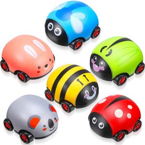 Skylety 6 Pieces Animals Pull Back Cars Sets Friction Powered Push and Go Back and Forth Vehicles Car Toys Friction Powered Vehicle Playset Toys for Christmas Gift
