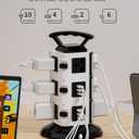 Power Strip Tower with 10 Outlets, 4 USB-A & 2 USB-C Ports, 1875W/15A Heavy Duty Charging Station for Multiple Devices, Plug Tower with 6ft Extension Cord, for Home, Office, Dorm