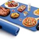 Electric Warming Tray, Rollable Food Warming Mat with 5 Temperature 6 Timer Setting Fast Heating Food Warmer Electric Warming Hot Plates Trays (blue)