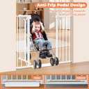 34" Extra Tall Baby Gate for Stairs, Auto Close Stroller Friendly Dog Gate Indoor for Doorways, Pressure Mounted 29"-45" Wide Baby Gate, Easy Walk Through Gate for Children & Pets, White