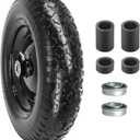 14.5D x 3.2W Flat-free Solid Tire and Wheel with 3/4 & 5/8 Bearing 3" -6" Centered Hub for Yard Cart Garden Wagon