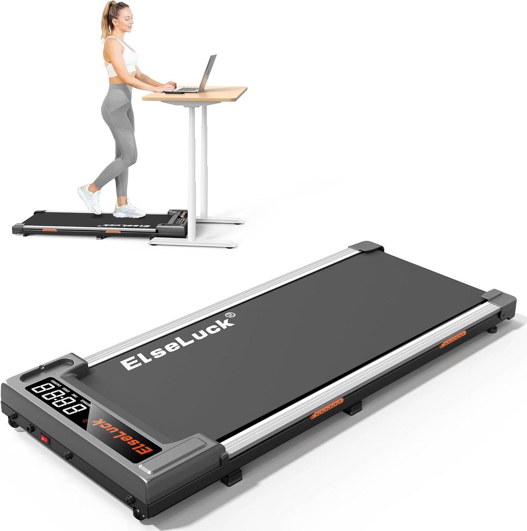 Elseluck Walking Pad, Under Desk Treadmill for Home Office, 2 in 1 Portable Walking Treadmill with Remote Control, Walking Jogging Machine in LED Display, (Black)