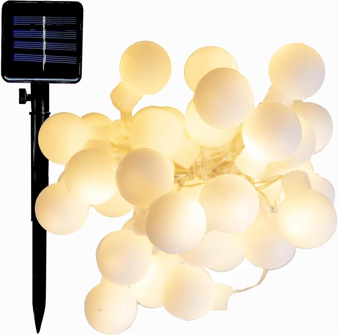 Hometown Evolution, Inc. Solar Powered LED Lights (100 LED, Solar White Ball - 25 Foot - Warm White)
