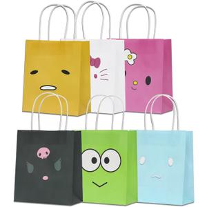 ELGADO 12 Pcs Cartoon Party Favor Bags Anime Kids Party Decorations Reusable Snack Candy Gift Bags Treats Bags with Handles Kids Birthday Party Supplies