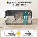 Stainless Steel Litter Box, Extra Large Litter Boxes for Big Cats, XLarge Metal Cat Litter Box with Lid, Anti-Urine Leakage XL Box with High Sides, Easy Clean, Non-Sticky, Scoop Included