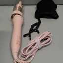 ZAVAREA Automatic Rotating Curling Iron for Long Hair - 1 Inch Curling Wand for Beach Waves & Loose Curls, Easy Hair Curler for Beginners, Anti-Scald & Frizz-Free, Dual Voltage for Travel (Pink)