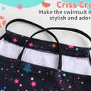 Girls Bathing Suits Size 6 7 Years Old Black Stars Print One-Piece Halter Swimsuit Quick Dry Summer Beach Kids Swimwear