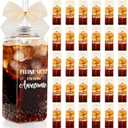 Skylety 36 Pcs Thank You Gifts for Coworker Teacher Appreciation Gift Employee Appreciation Gifts Cups Bulk Mother's Day 13.5 oz Clear Skinny Tumblers with Straws Lids Bow(Thank You,Beige)