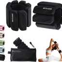 BECOJADDE Ankle Weights for Women Men Adjustable 1LB Wrist Weights Bracelet Set of 2 for Home Gym Weighted Bangles Wristbands Leg Arm Weights for Walking Swimming Running Pilates Yoga Gym, Black