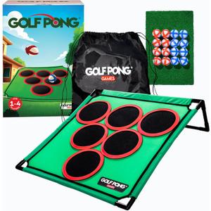 Golf Pong Game Set, Jumbo Backyard Lawn Game, Portable Indoor-Outdoor Chipping Golf Gift for Men, Women & Family 1x Board (No Club)