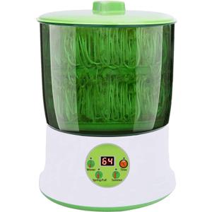 Bean Sprouts Machine, LED Display Time Control, Intelligent Automatic Bean Sprouts Maker, 2 Layers Function Large Capacity Seed Grow Cereal Tool, 110V
