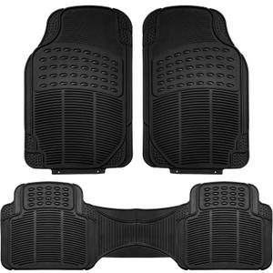 FH Group Automotive Floor Mats Solid ClimaProof for all weather protection Universal Fit Trimmable Heavy Duty fits most Cars, SUVs, and Trucks, 3pc Full Set Black