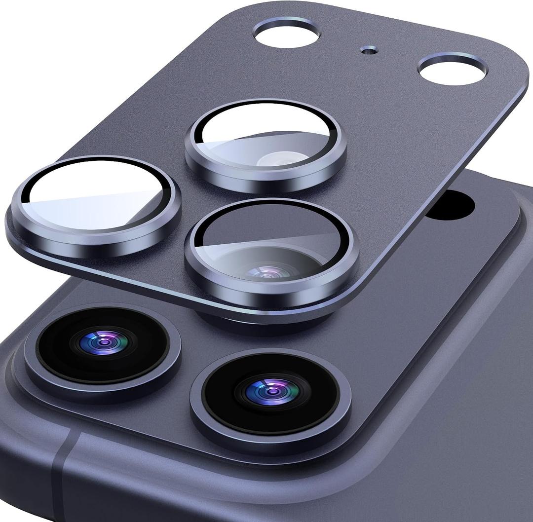 Suoman for iPhone 17 Pro Camera Lens Protector, [All-in-one Frosted] [Strong-Adhesion] Metal Frame Tempered Glass Camera Lens Cover-Dark Blue
