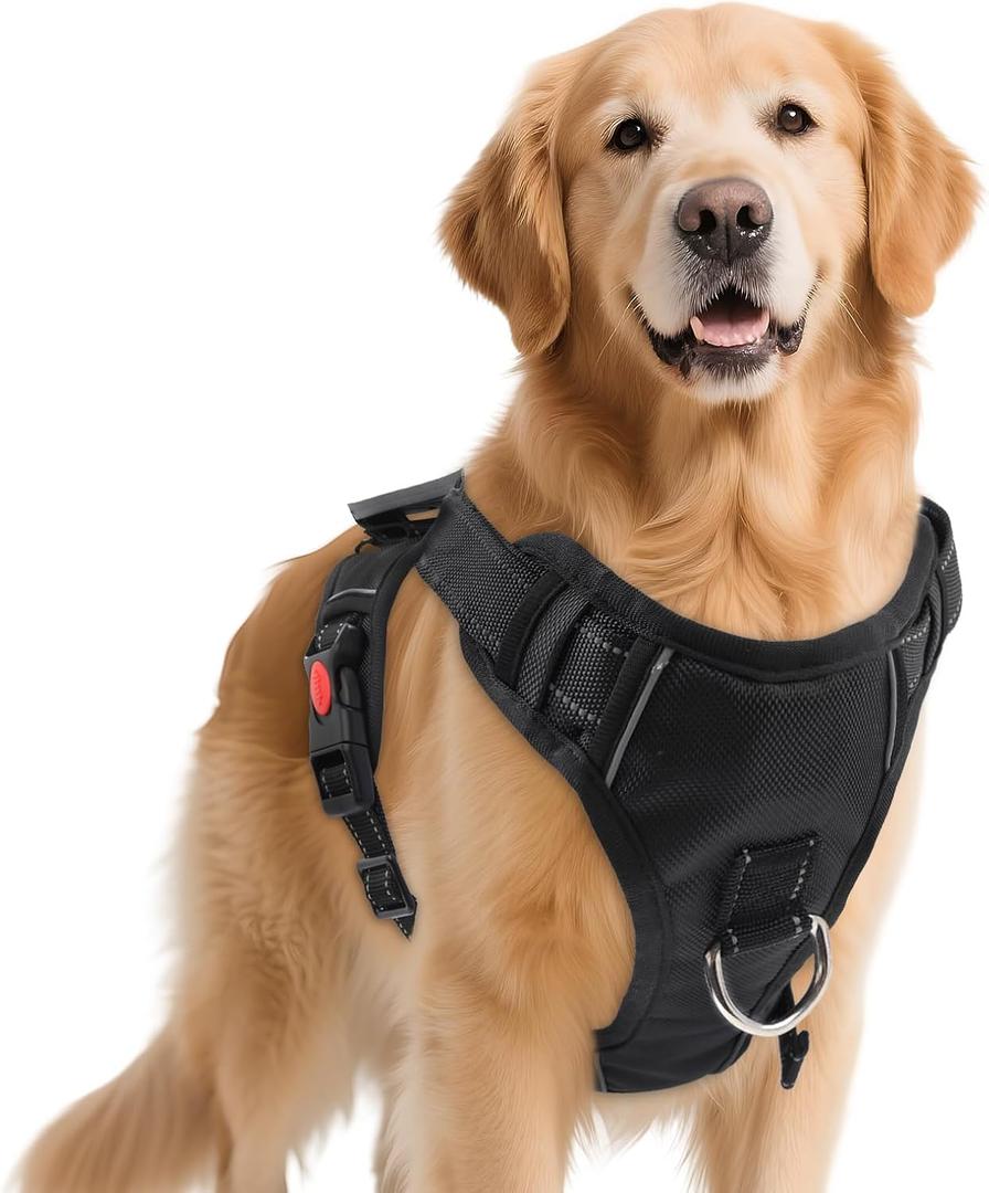 2 x No Pull Dog Harness with 2 Leash Clips, Reflective Adjustable Soft Padded Vest with Handle, Breathable Oxford No Choke Pet Vest for Small Dogs, Black,S