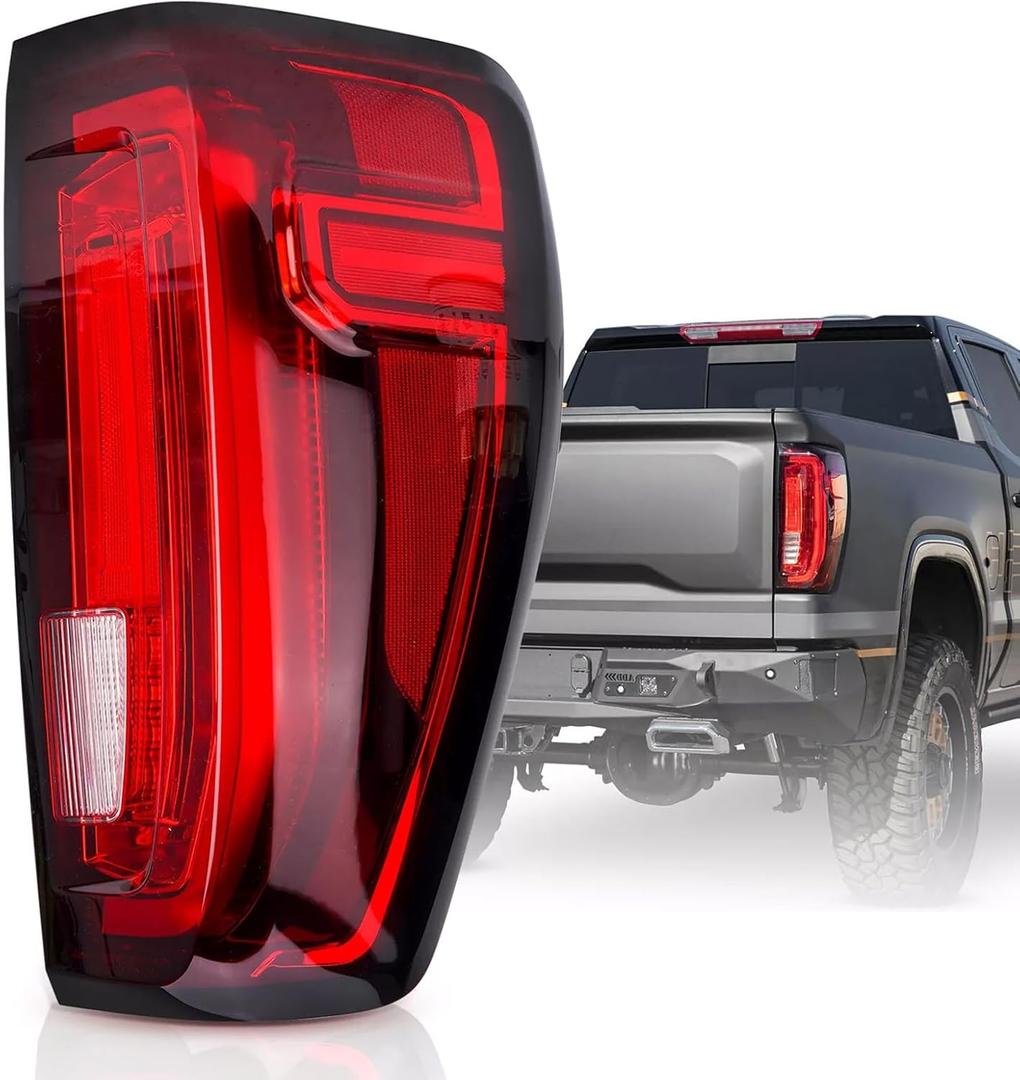 RH Tail Lights Assembly Compatible with GMC Sierra 2019 2020 2021 2022 2023 LED Passenger Side Taillight Brake Turn Signal Assembly W/Bulb Replaces GM2801310 86820474 84968741