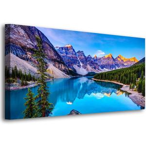 Wall Art Lake Mountain Landscape Picture Print Canvas Wall Art Modern Giclee Artwork Home Decor Stretched and Framed Ready to Hang,2cm Thick Frame, Waterproof Artwork, 40"L x 20"W