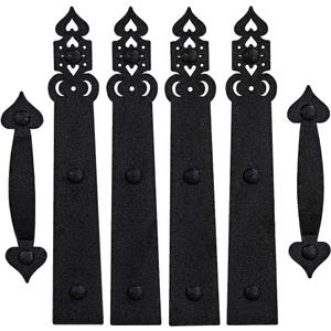 Magnetic Garage Door Decorative Hardware Faux Hinges and Handles Kit,2 Handles 4 Hinges Color:Black