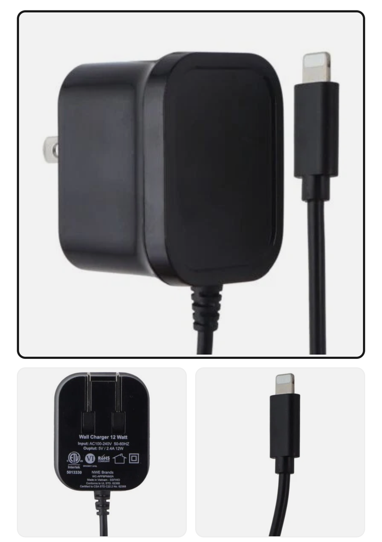 ZGEAR (12W) 8-Pin Wall Charger - Black (WC-APP8PNM2A)