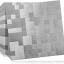 DICOFUN 10-Sheet Peel and Stick on Tile Backsplash Stainless Steel Metal for Kitchen Stove (Brushed Aluminum)