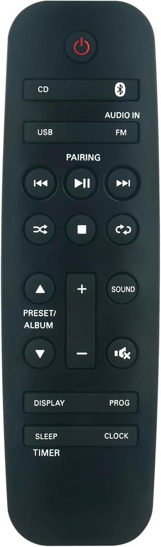 Replacement Remote Control fit for Philips Micro Music Audio System BTM2460 BTB3370 BTM2312 MCM2350 BTM2460W BTM3360 BTB2370 BTM2312 BTM2450 BTM1360 BTB1370 BTM2360 BM50 BM60