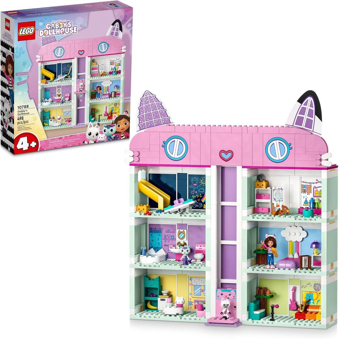 Lego Gabbys Dollhouse 10788 Building Toy Set, 8-Room Playhouse with Purrfect Details and Popular Characters from The Show, Including Gabby, Pandy Paws, Cakey and Mercat, Kids Toy for Ages 4 and up