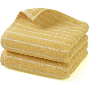 Jacquotha Hand Towels for Bathroom Yellow Striped - 2-Piece Premium Quick Drying Towels for Pool Swim Workout, Stylish Compact for Hand Face Hair, 14 x 29