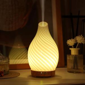 Art Glass Essential Oil Diffuser - 160ml Ultrasonic Cool Mist Scent Aroma Aromatherapy Diffuser, Intermittent with Auto Shut-Off Timer Setting &7 Colors Night Light for Home -Ethereal Time