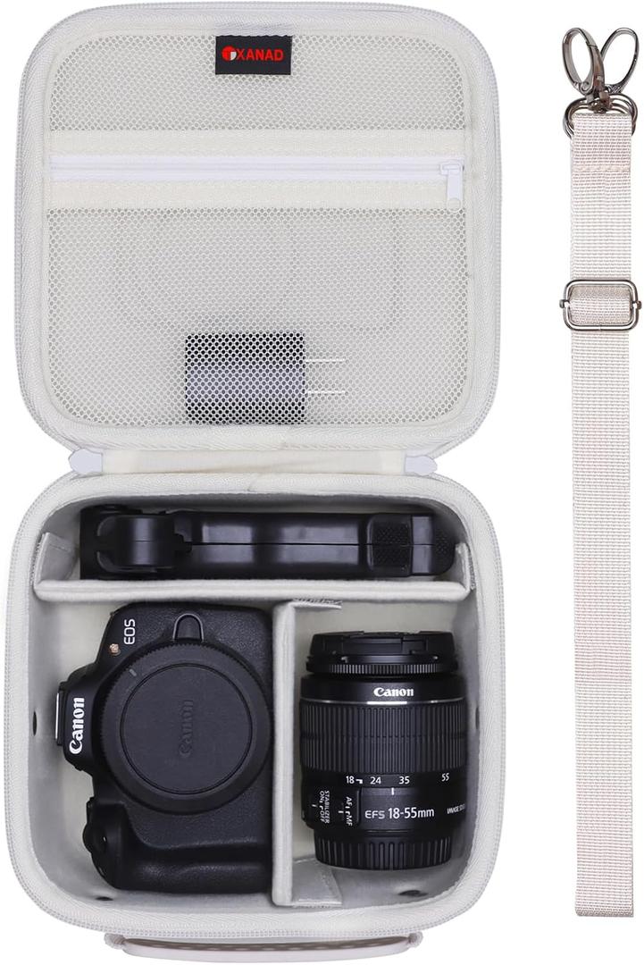 XANAD Hard Camera Case Bag Compatible with Canon EOS Rebel T7/ T100/ R50/ R50 V/RP/ R8/ R6 Mark II/ R7/ R10 DSLR Mirrorless Cameras, for Canon Sony Kodak Panasonic Nikon DSLR Mirrorless Camera, Cream