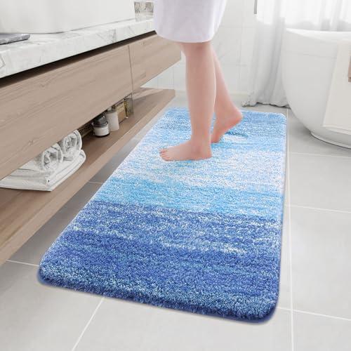 Arotive Microfiber Bathroom Rugs, Shaggy Soft and Absorbent Bath Rug, Non-Slip, Thick Plush Machine Washable Dry Bath Mats for Bathroom, Tub and Shower, 54x24, Light Royal Blue, Rectangular