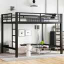 Bellemave Loft Bed Full Size, Heavy Duty Loft Bed Frame with 2 Build in Ladder and Full Length Guardrail, Easy Assemble, Noise Free Design, No Box Spring Needed, Black