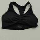 Ruched Sports Bra for Women Racerback V-Neck Workout Bras Padded Seamless Longline Yoga Bra (Large, Black)