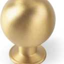 SALISENG- 5 Pack Solid Brass Kitchen Cabinet Knobs, Brushed Gold Knobs for Dresser Drawer Cupboard Closet, 1.1-Inch Diameter,Furniture Pull Handles for Bathroom (Corona-L)