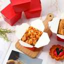 Affrolling 100 Pack 16 oz Chinese Take out Boxes Paper Take Home Boxes, Leakproof Greaseproof Food Containers Stackable Paper Food Containers for Restaurant Catering Event and Party(Red)