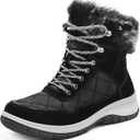 Mysoft Women's Snow Boots Waterproof Insulated Warm Lace-Up Winter Booties for Outdoor (9, Black)