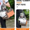 Center Console Dog Car Seat for Small Dogs with Bunny Fleece, Anti-Slip Booster Car Seat with Collar Hook, Triple Protection, Portable Washable, for Pets Up to 13.5lbs (Brown-Orange)