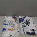 Floral Semi Sheer Curtains Swag Valances, Spring Blue and Yellow Flower Simple White Background Rod Pocket Swag Curtains, Sheer Short Window Swags for Kitchen Bedroom, 2 Panels, 36x36 Inches