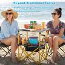 Folding Camping Table with 4 Cup Holders, Lightweight Portable Beach Outdoor Picnic Table, Square Camp Table with Built-in Food Basket Travel Bag for BBQ, Camping, Tailgate