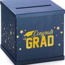 Blue & Gold Graduation Card Box, Large 10x10 Navy Blue Congrats Grad Gift Card Box Holder, Grad Party Favors, Envelope Money Basket, College Graduation Decorations 2026, Party Decor, Table Centerpiece