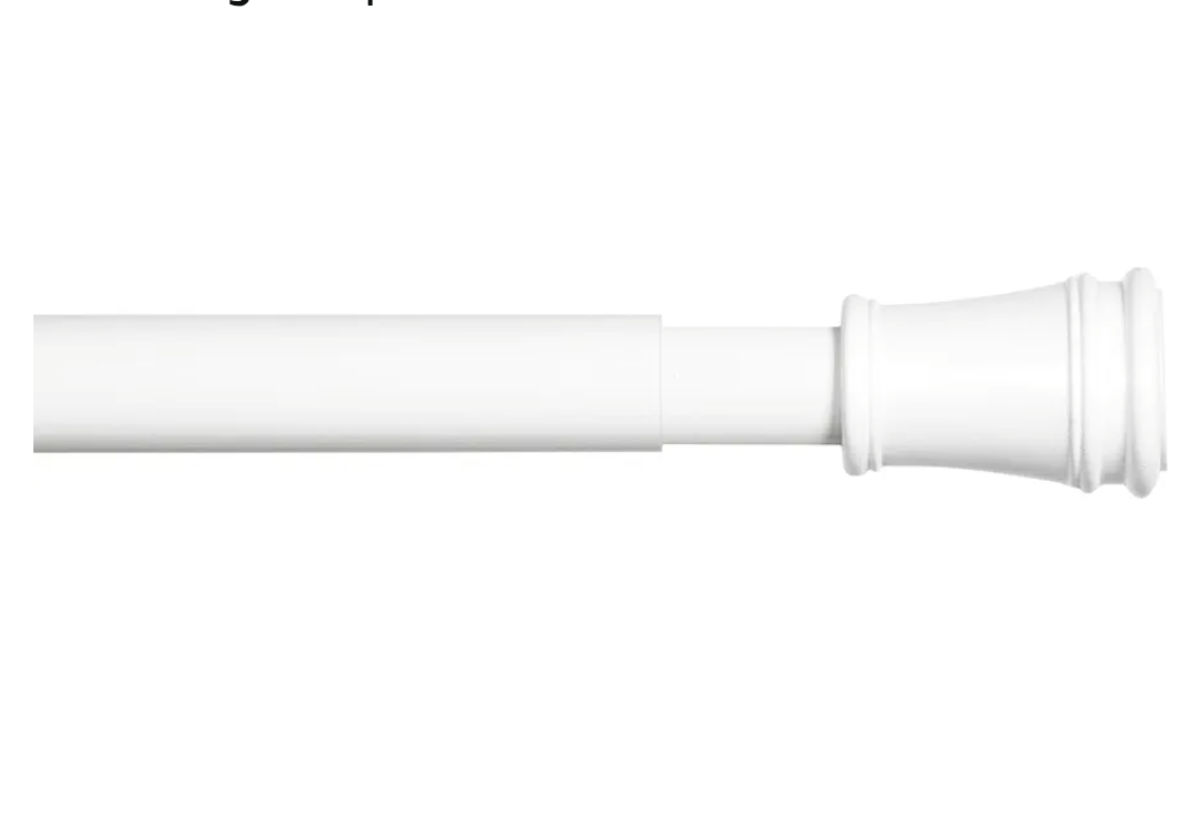 Kenney KN633 Rogers Twist & Fit No Tools Easy to Install Tension Curtain Rod, 28-48" Adjustable Length, White Finish, 5/8" Diameter Steel Tube Pack Of 2